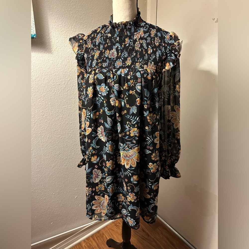 Dress Forum Black Floral Long Sleeve Dress